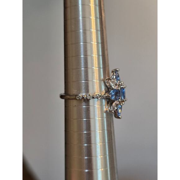 Bomb Party Nautical Starlight lab created light Sapphire rhodium plating Size 9 - Picture 5 of 8